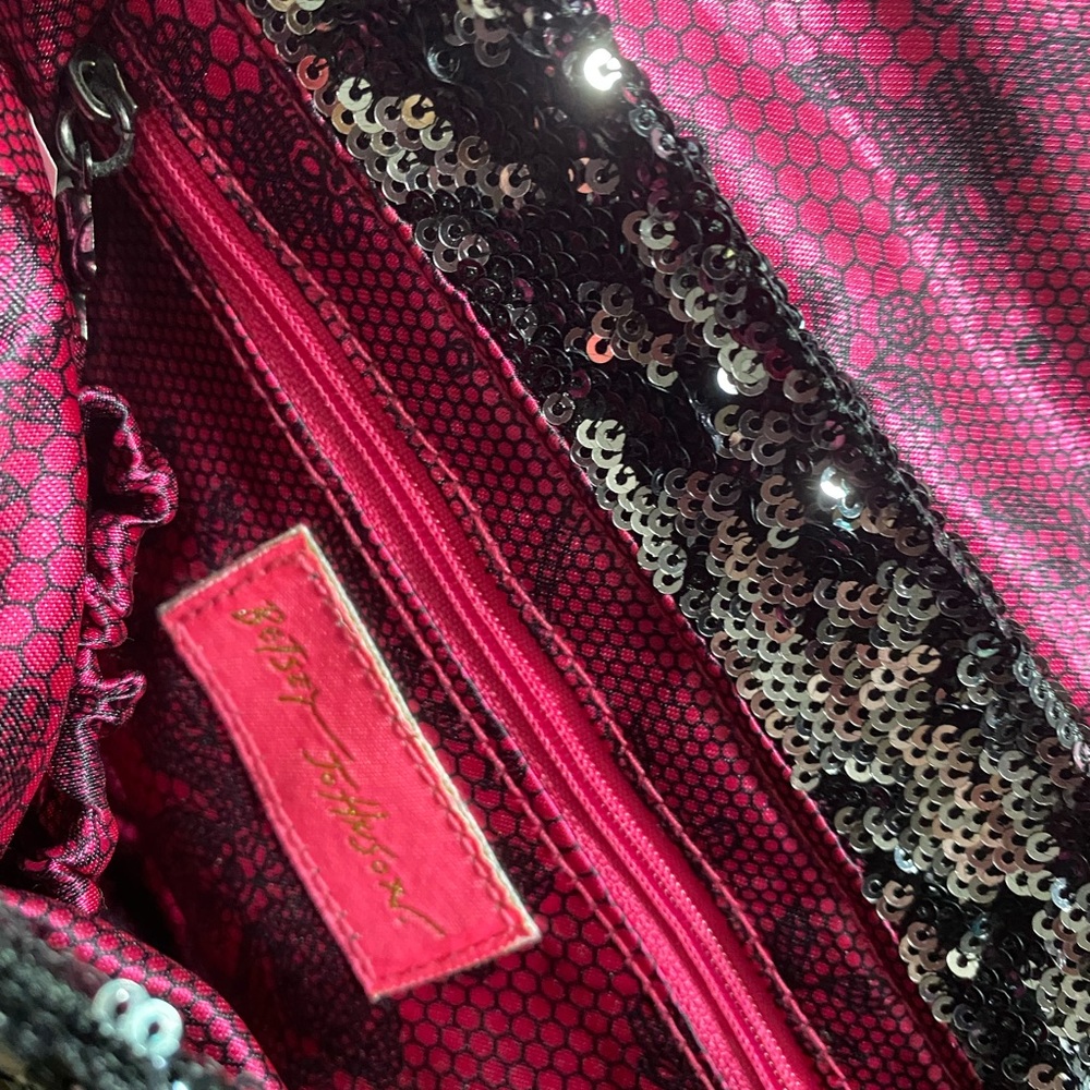 Black and silver sequence Betsey Johnson purse
